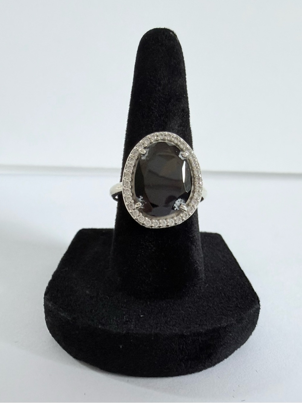 Pandora Size 6 Sterling Silver 925 Black Crystal Halo Ring CZ